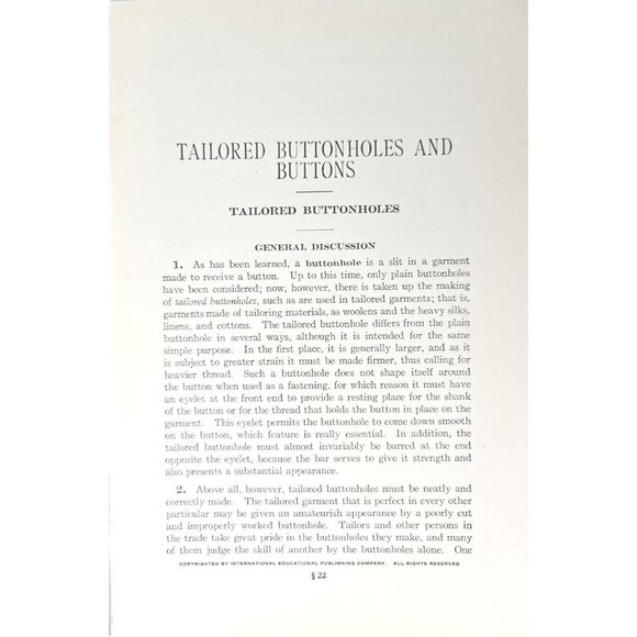 1916 Tailored Buttonholes Buttons & Tools Womens Institute of Domestic Arts - Picture 3 of 13